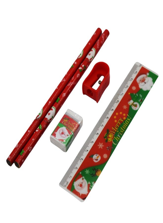 Asera مجموعة هدايا قرطاسية عيد الميلاد من أسيرا بتصميم سانتا كلوز، مناسبة لحفلات أعياد ميلاد الأطفال (مجموعة من 9 قطع) - Image 2